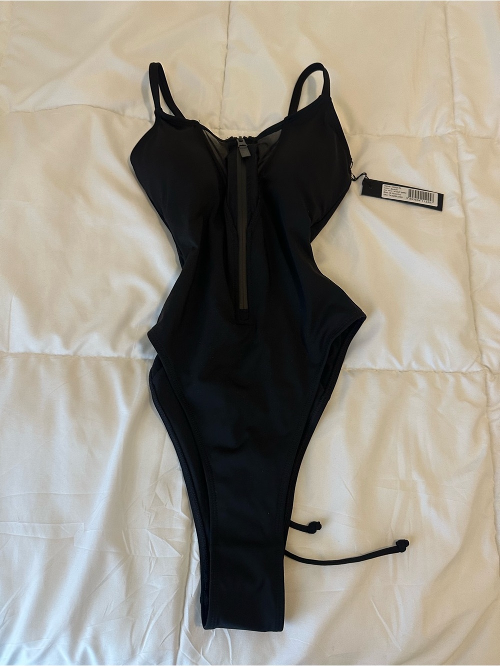 Sleek Black Front-Zip Women's Swim Bodysuit